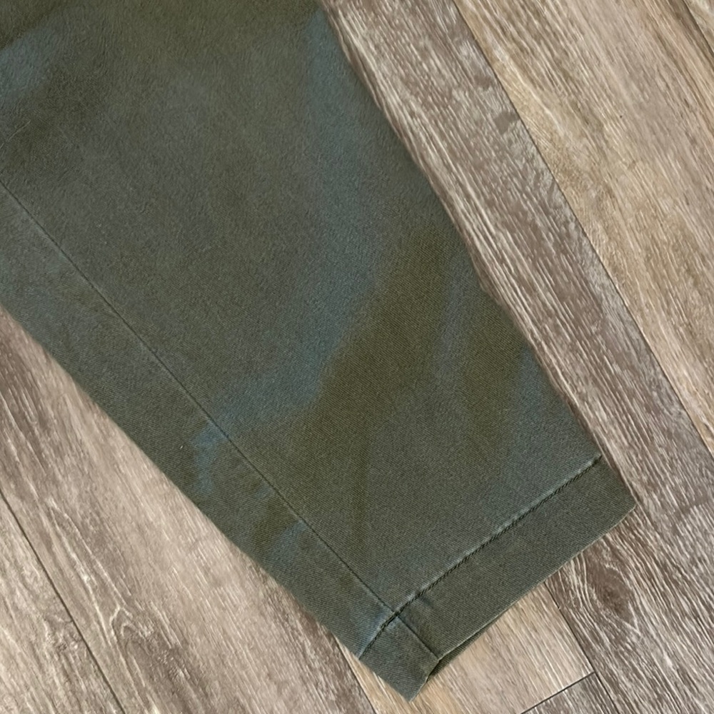 A • NEW DAY | Olive Green High Waist Pleat Front Tapered Trousers Khakis - Picture 7 of 16